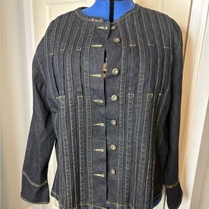 Ashley Stewart Dark Blue Jean Jacket Plus Size 22 K Long Sleeve Button Front  k